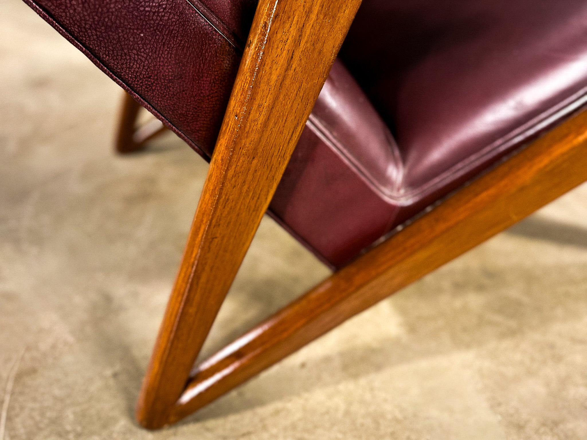 Brazilian Modern Hardwood and Leatherette Armchair, Attributed to