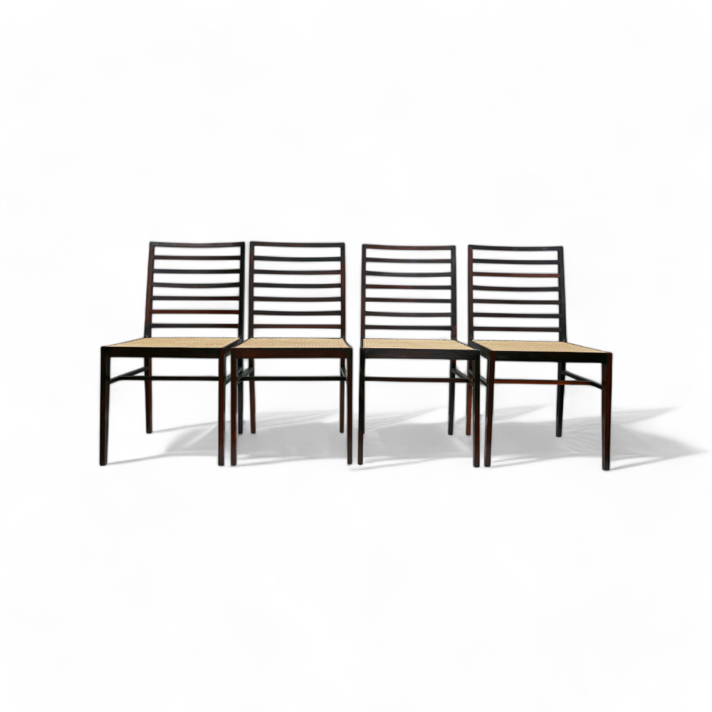 Set of 4 Chairs in Rosewood & Cane, Joaquim Tenreiro, 1950s - Lot 167