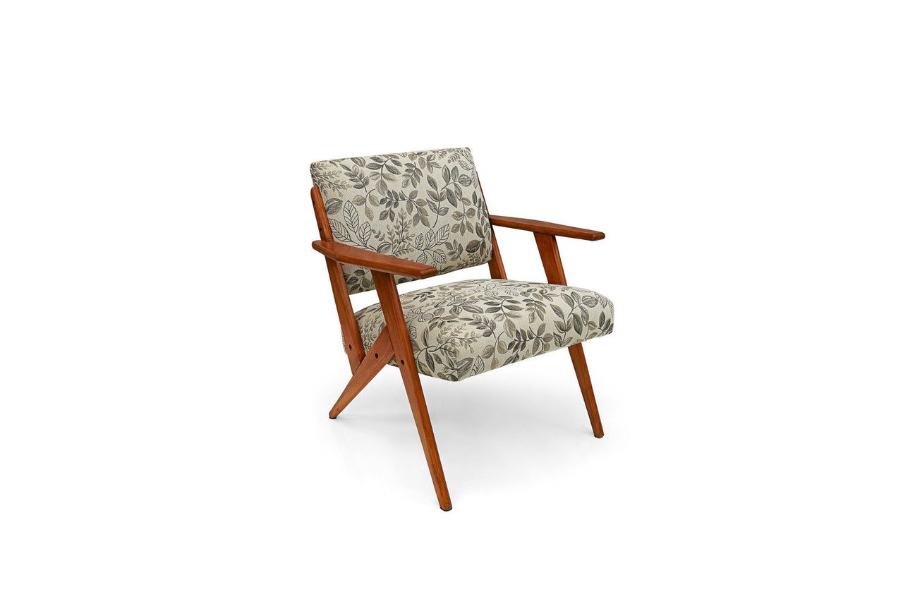 Armchair in Wood & Floral Fabric by Jose Zanine Caldas, c. 1950s - Lot 147