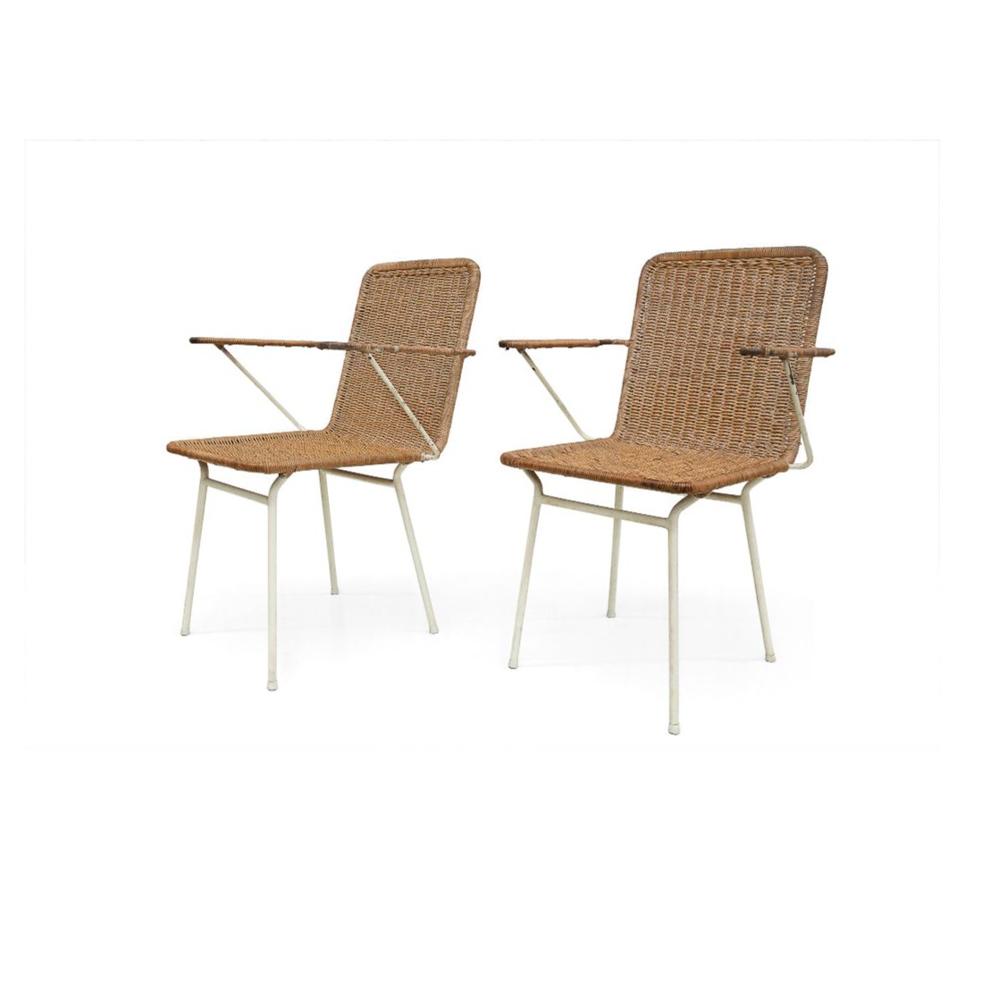 Pair of Armchairs in Cane & Iron, Carlo Hauner, 1950s - Lot 351