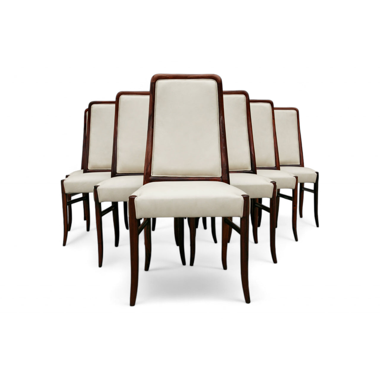 Set of Ten Dining Chairs Set in Hardwood & Leather by Joaquim Tenreiro, c. 1960s - Lot 199