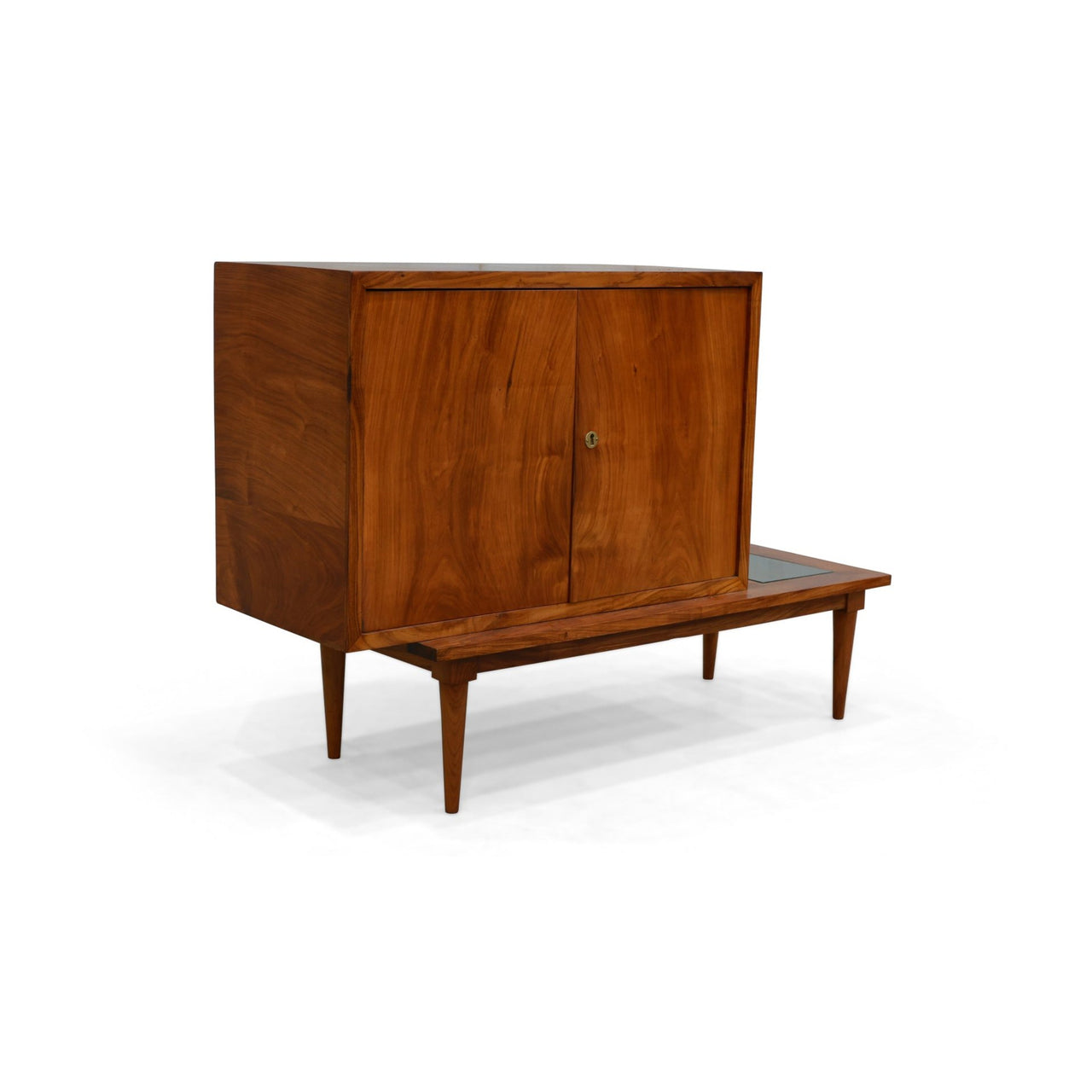 Bar with Side Table in Hardwood & Glass, Branco e Preto, 1950s - Lot 383