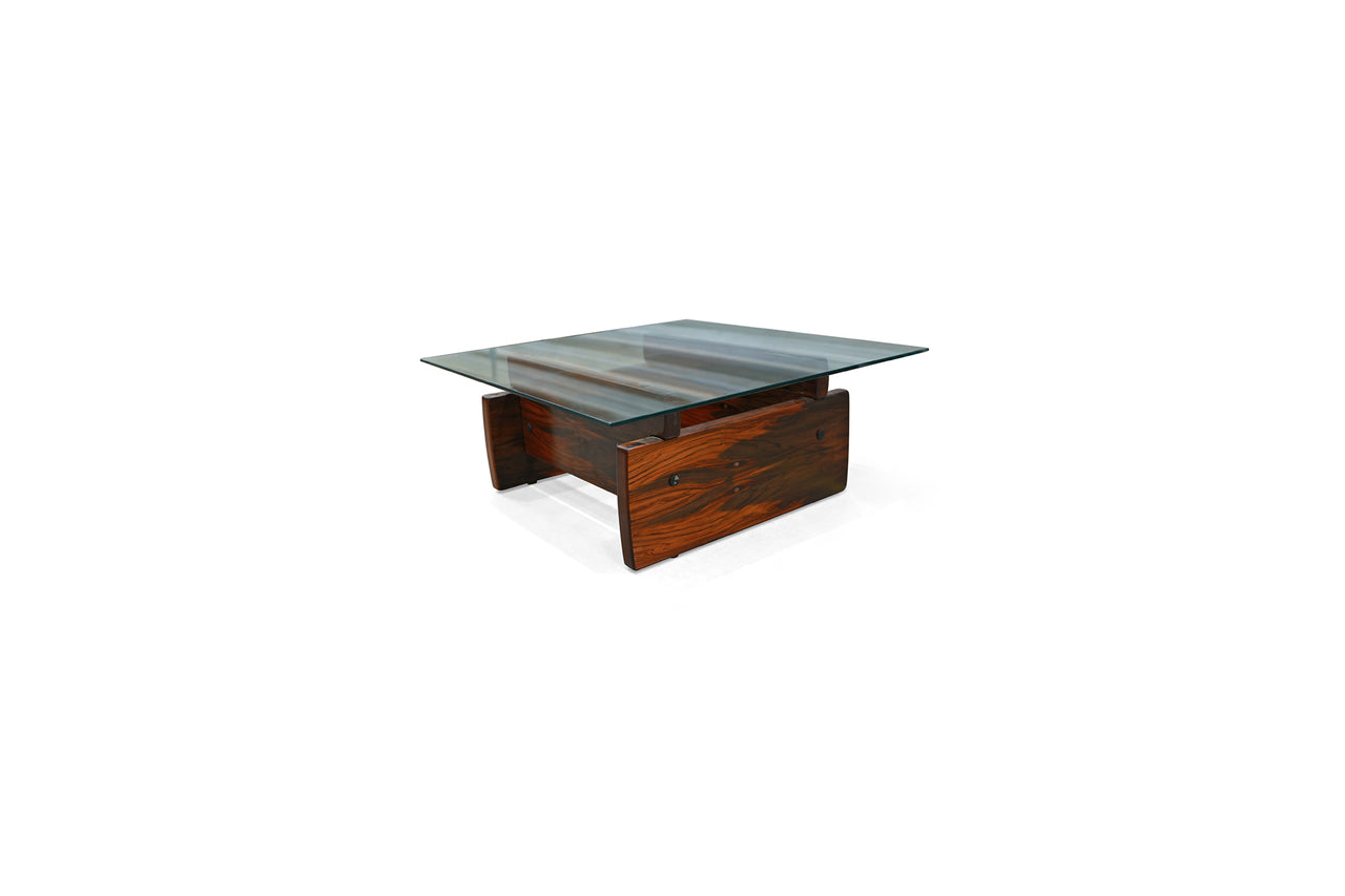 Coffee Table in Hardwood and Glass by Sergio Rodrigues, c. 1960- Lot 451