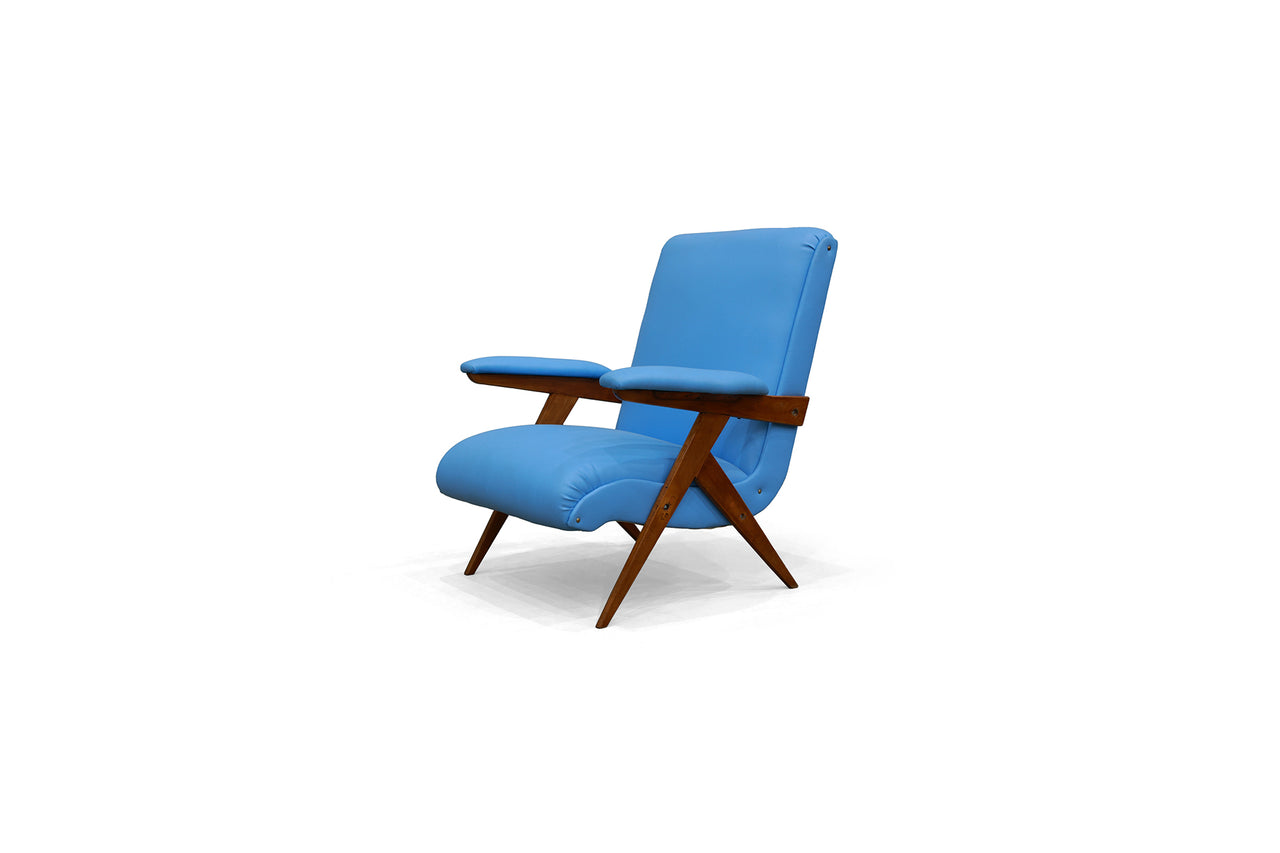 “Z” Armchair in Hardwood and Faux Leather by Jose Zanine Caldas, c. 1950 - Lot 334