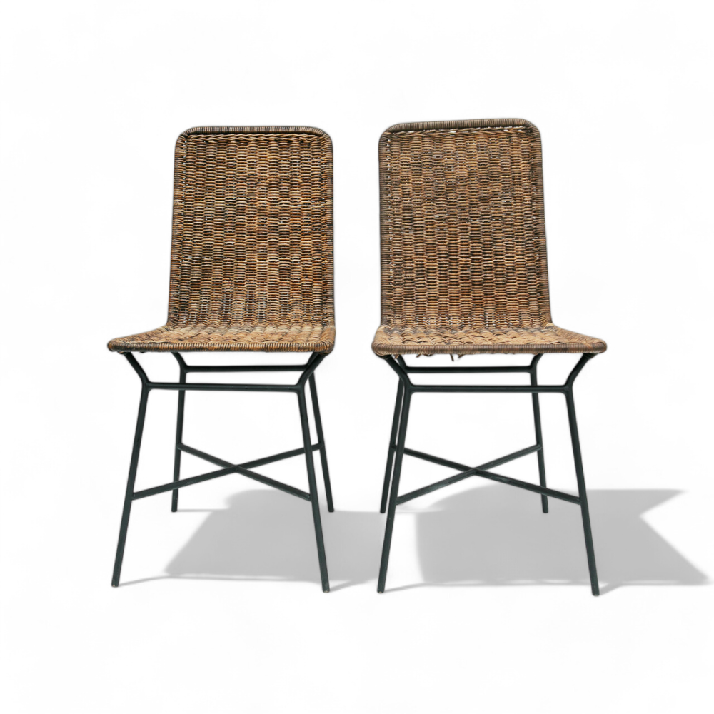 Set of 2 Chairs in Metal & Wicker, Carlo Hauner, 1950s - Lot 118