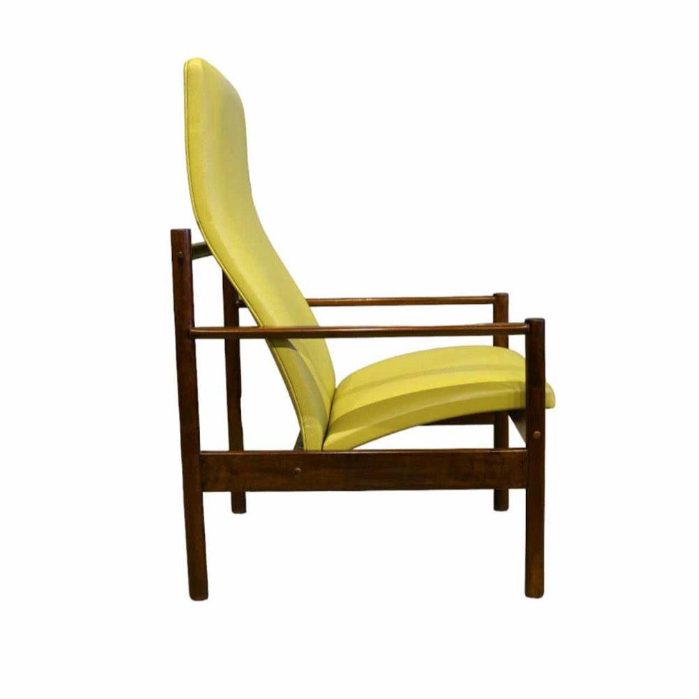 Tall Armchair in Imbuia Wood & Leather, Michel Arnault, 1960s - Lot 154