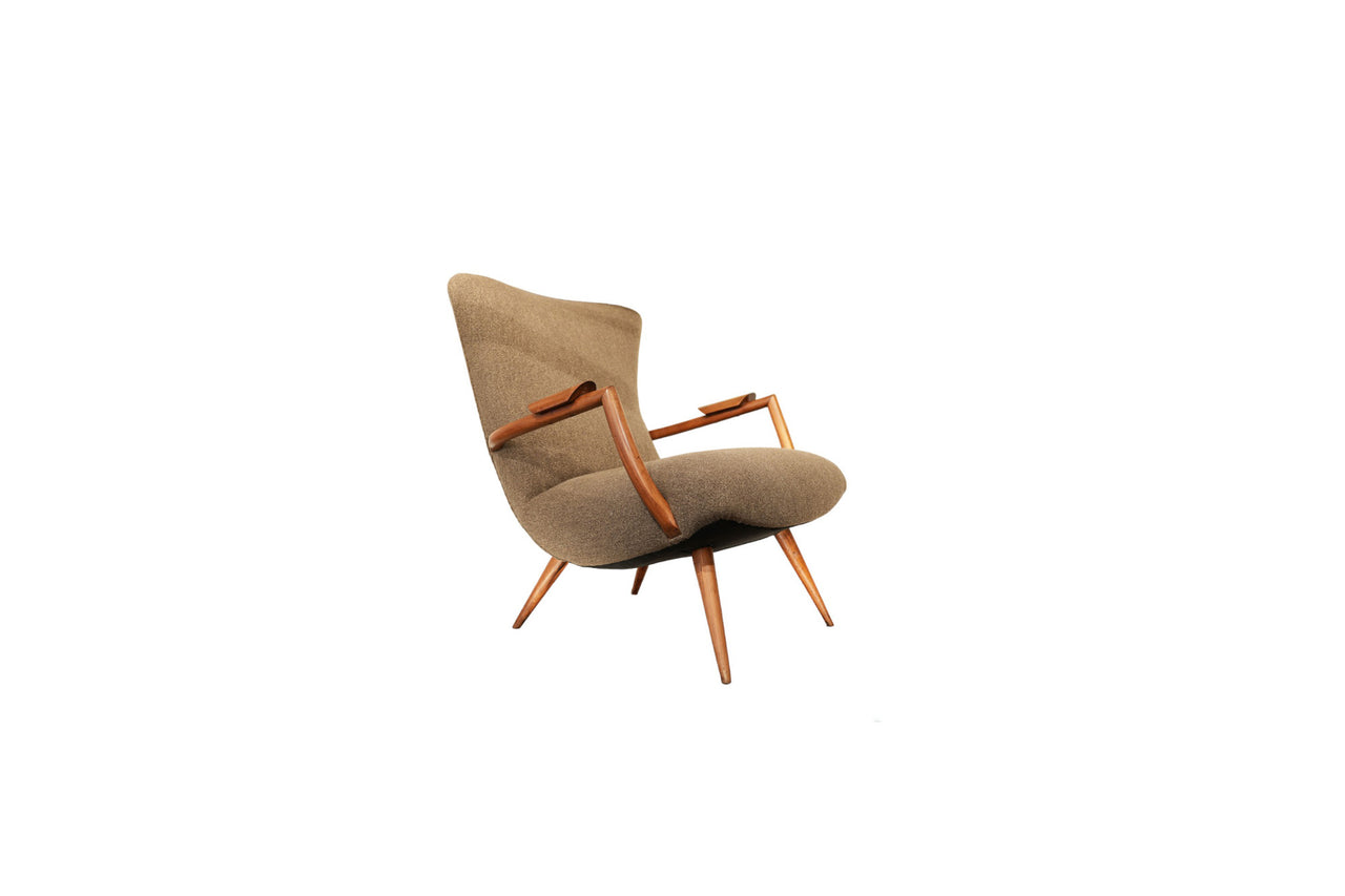 Armchair in Caviuna Wood and Sherpa by Giuseppe Scapinelli, c. 1950 - Lot 450