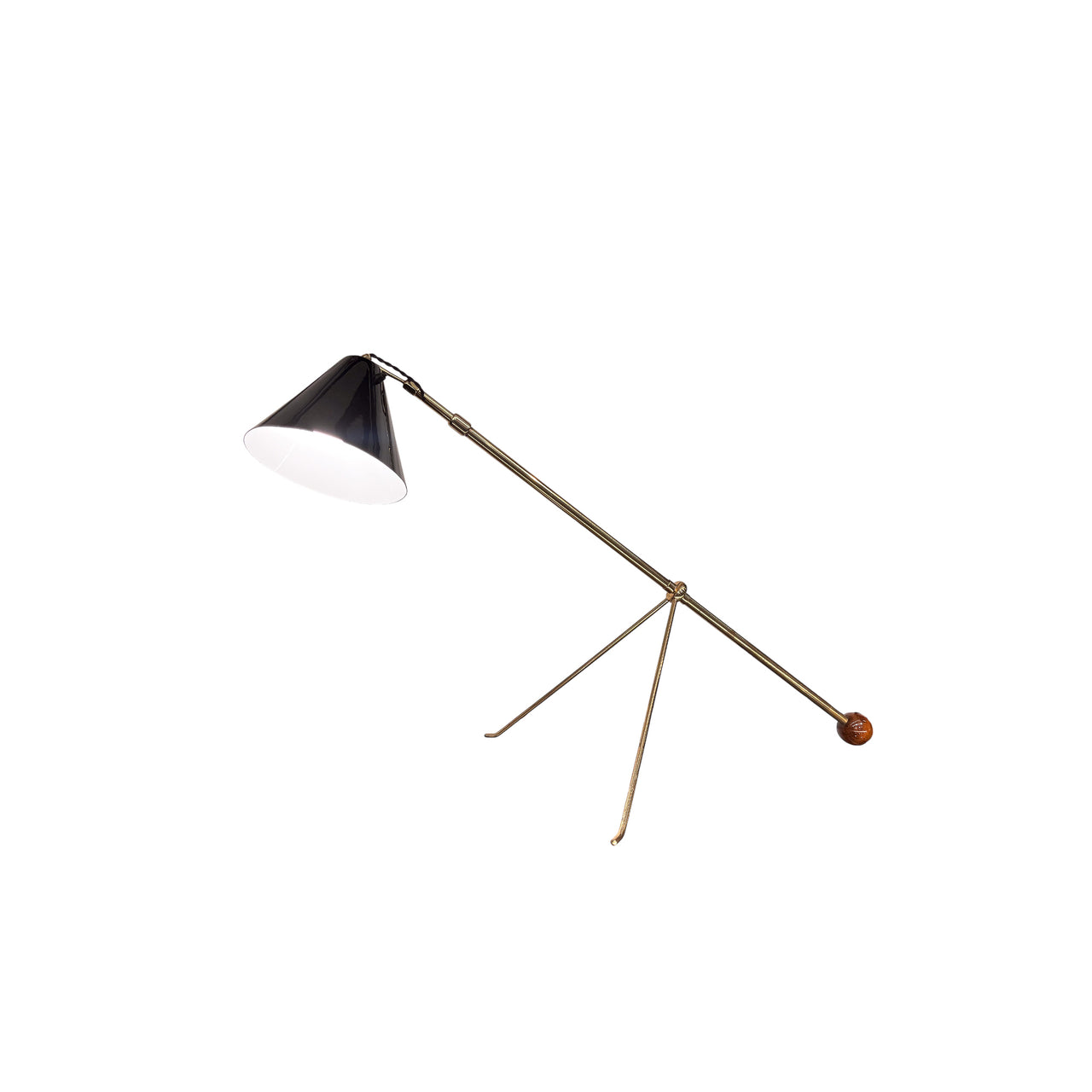 Adjustable Floor Lamp in Brass & Wood Detail, Unknown, c. 1960- Lot 475