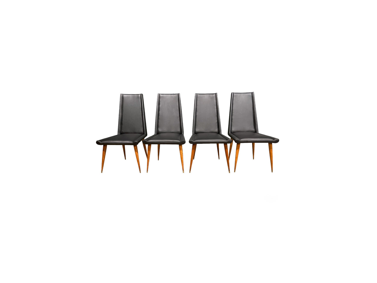 Four Chair Set in Hardwood & Black Leather by Giuseppe Scapinelli, 1950s - Lot 204A
