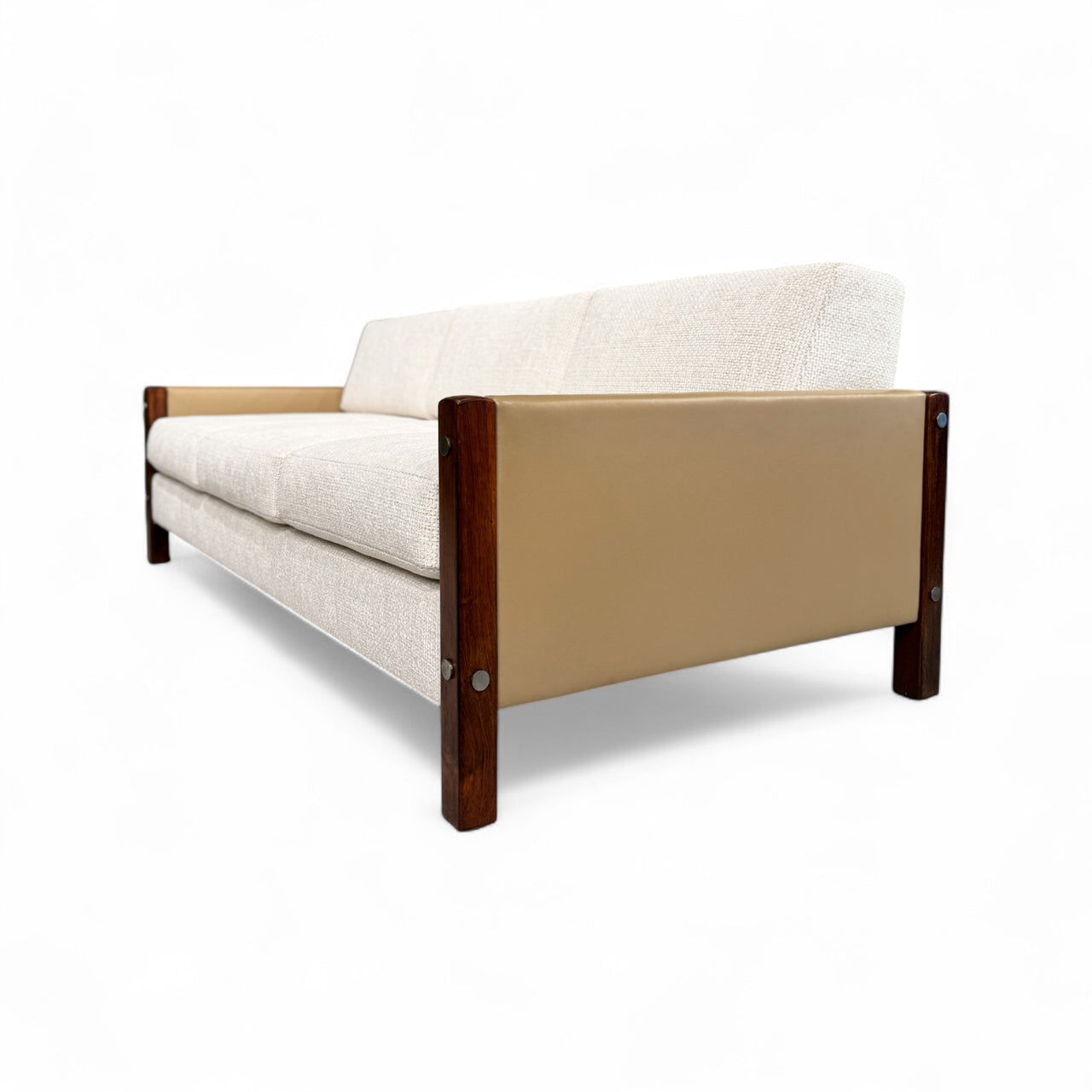 Sofa "Millor" in Rosewood, Fabric & Leather, Sergio Rodrigues, 1960s - Lot 67A