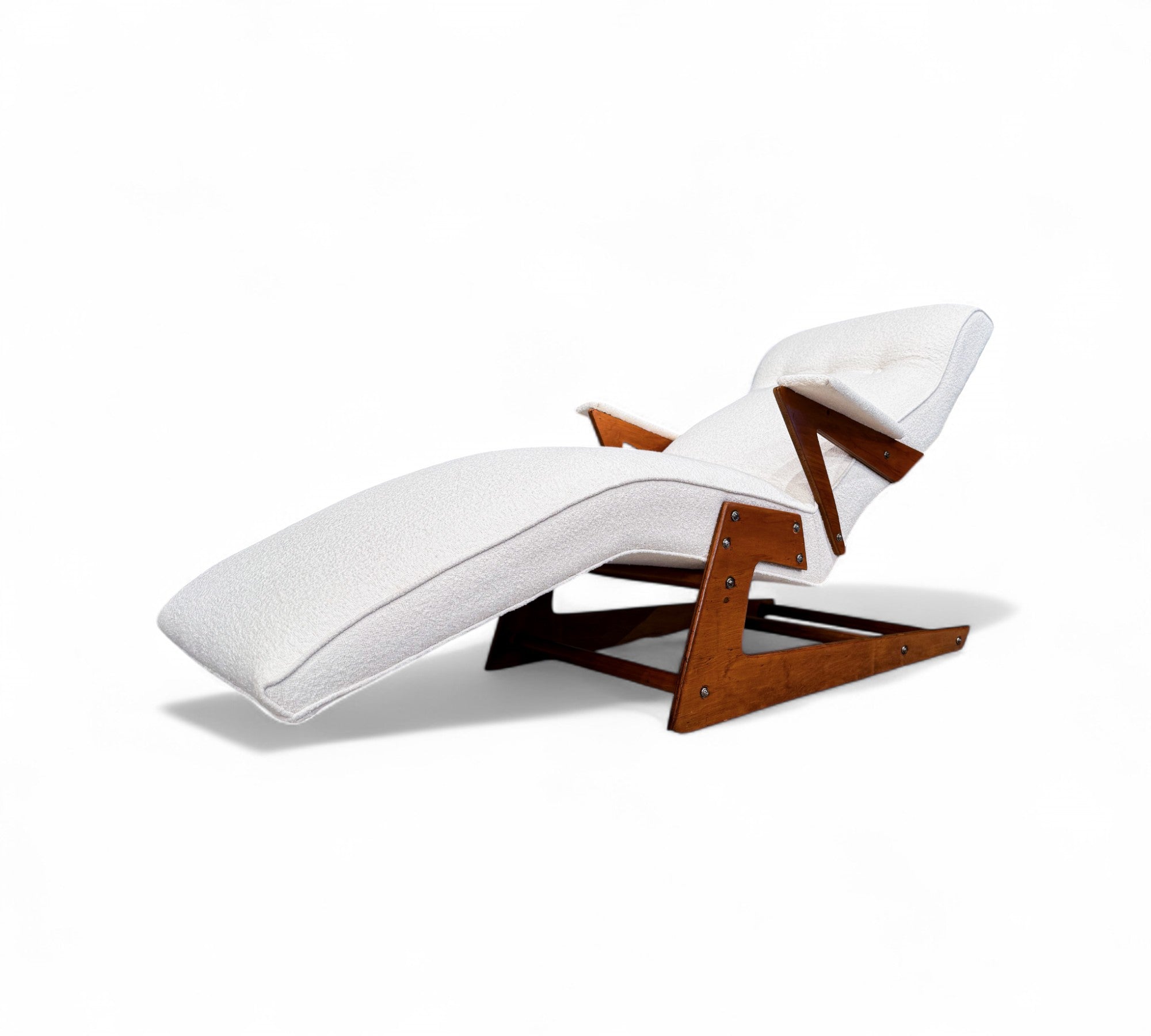アンティーク雑貨 long chair B Chaise Lounge in Hardwood & Boucle, Unknown, 1950s - Lot
