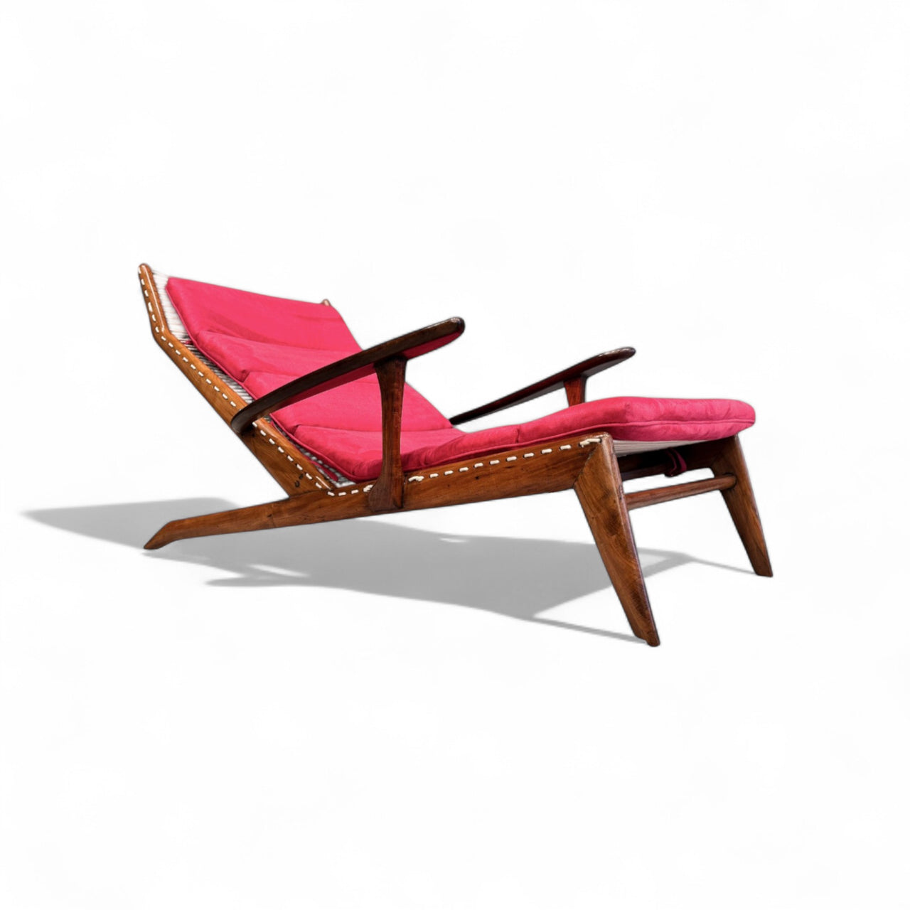 Chaise in Caviuna wood and Fabric, Pierre Weckx, 1950s - Lot 573A