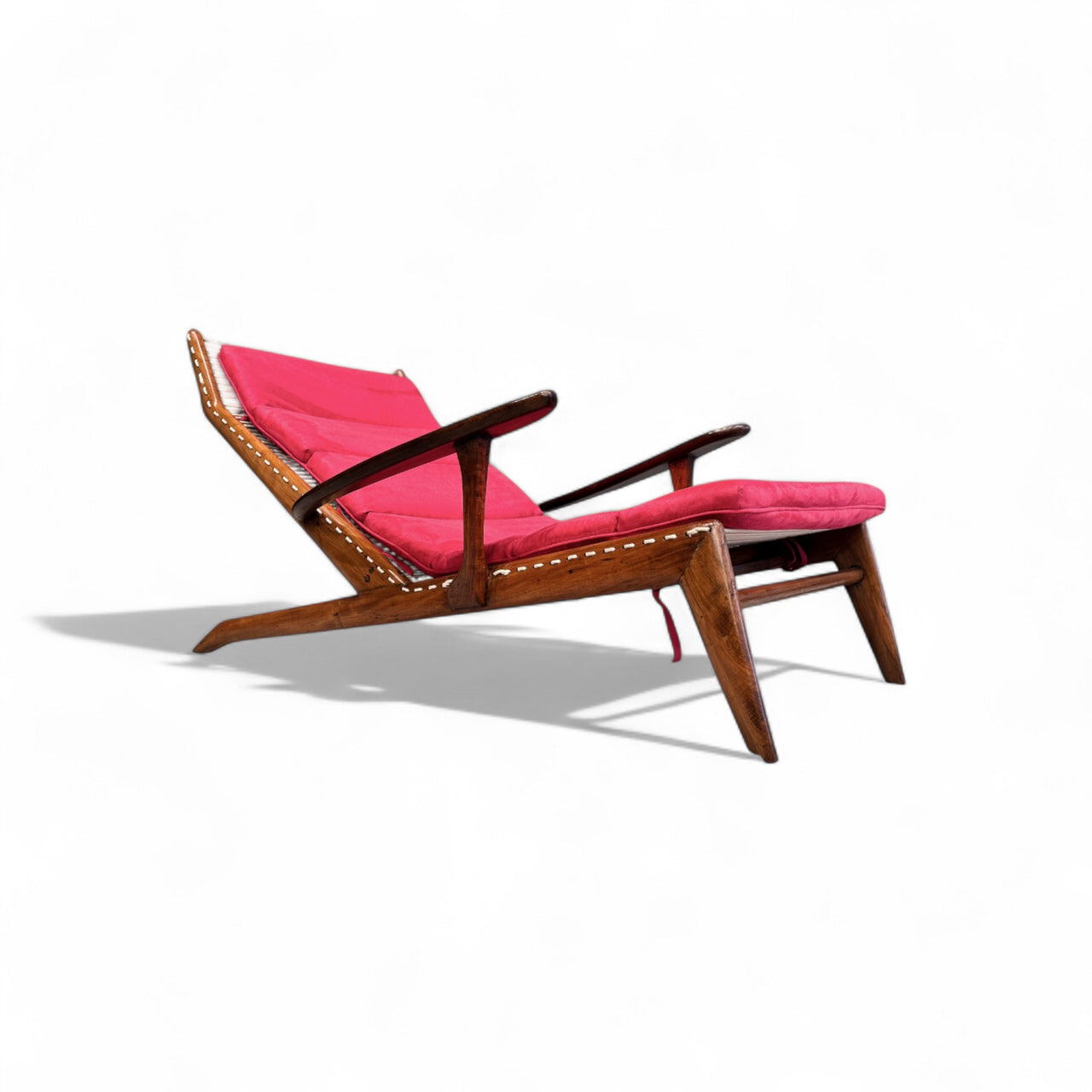 Chaise in Caviuna wood and Fabric, Pierre Weckx, 1950s - Lot 573A