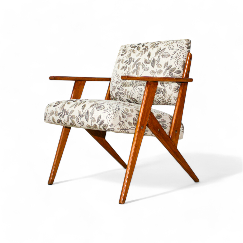 Armchair in Wood & Floral Fabric, Jose Zanine Caldas, 1950s - Lot 147