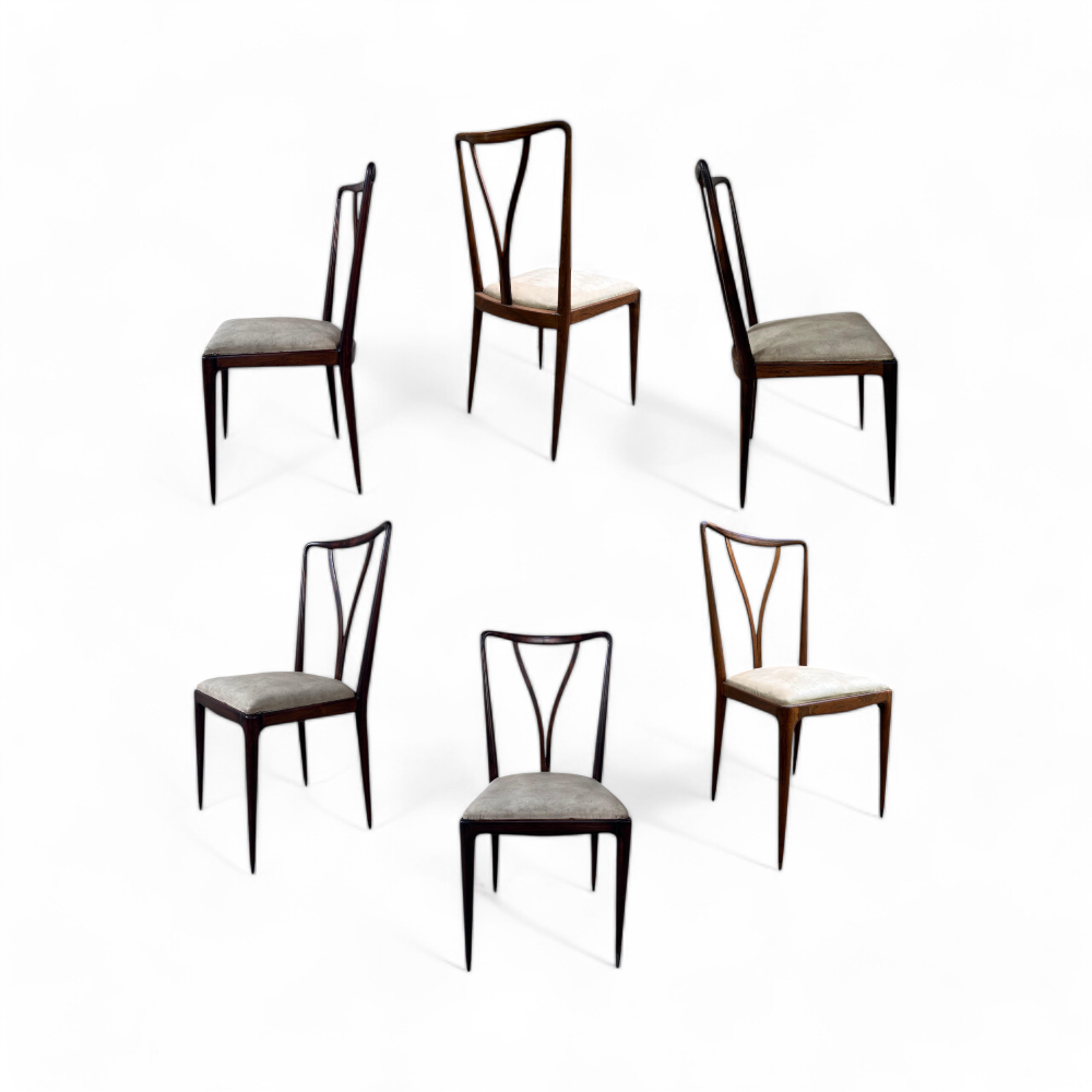 Set of 8 Dining Chairs in Hardwood & Leatherette by Giuseppe Scapinelli, 1950s - Lot 649