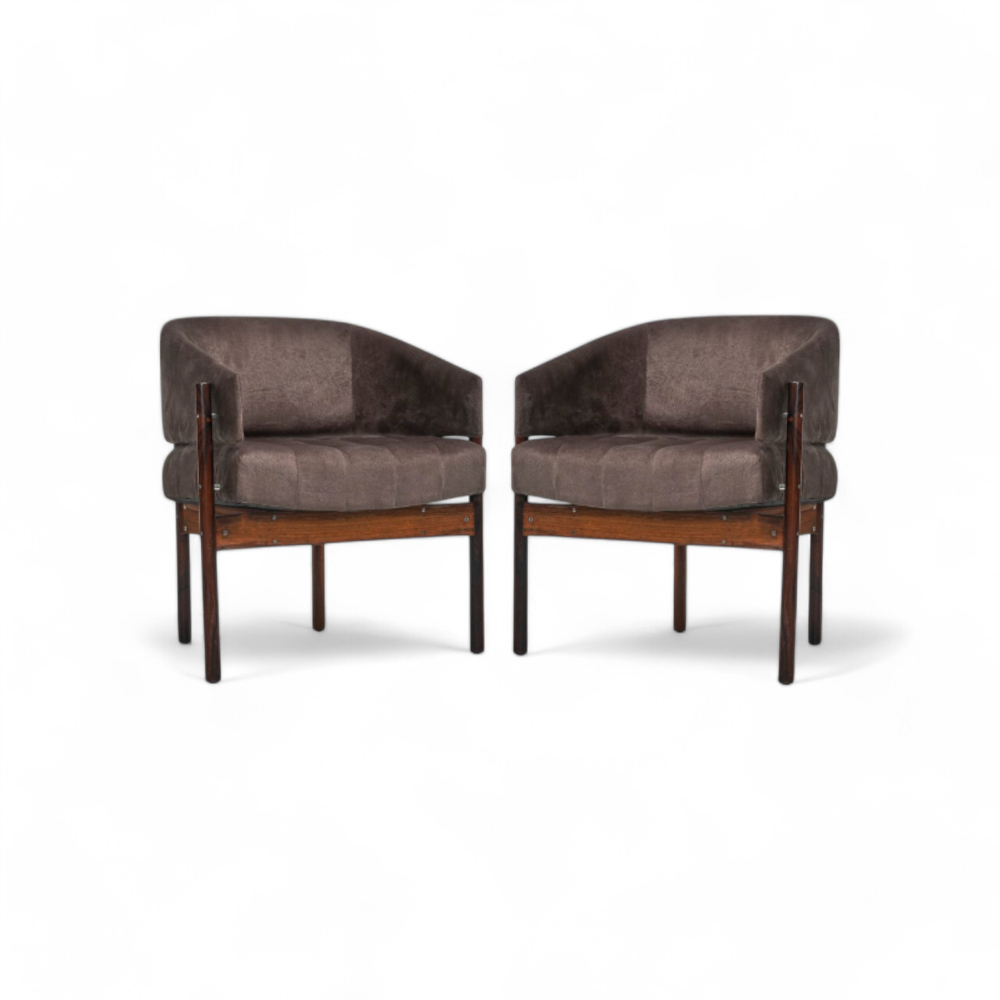 Set of Two “Senior” Armchairs in Hardwood & Suede by Jorge Zalszupin, 1960s - Lot 726-733