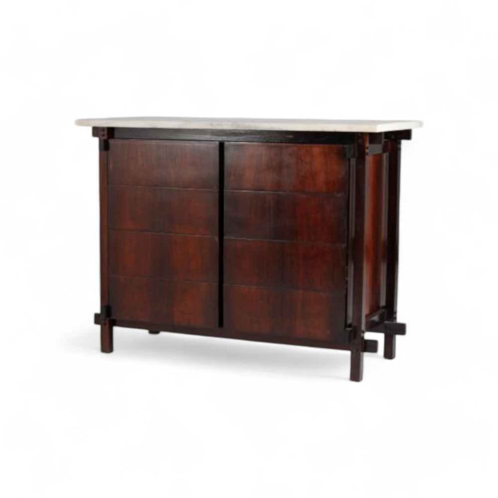 Sideboard or Console in Hardwood & Marble by Tora, 1960’s - Lot 690