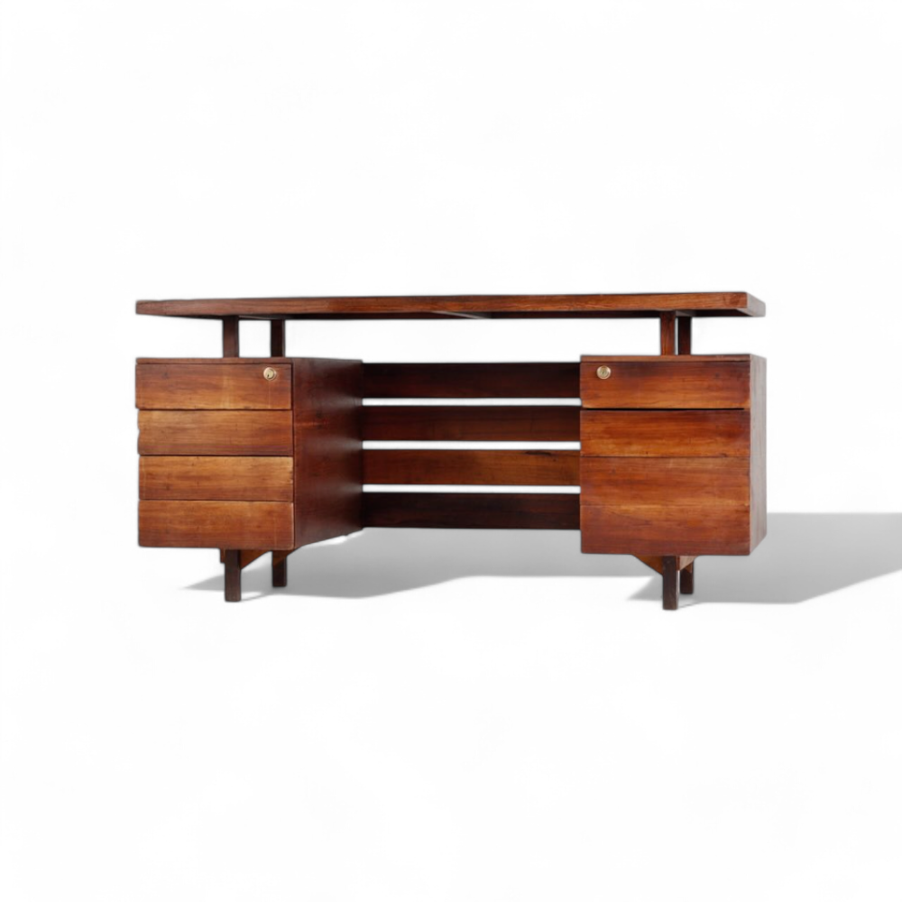 Desk with Eight Drawers in Hardwood by Ava, 1960s - Lot 698