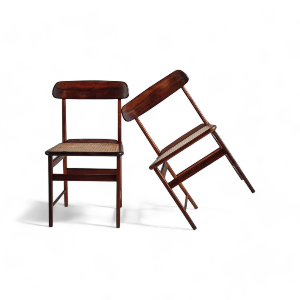 Pair of “Lucio Costa” Chairs in Rosewood & Caning, Sergio Rodrigues, 1956 - Lot 701