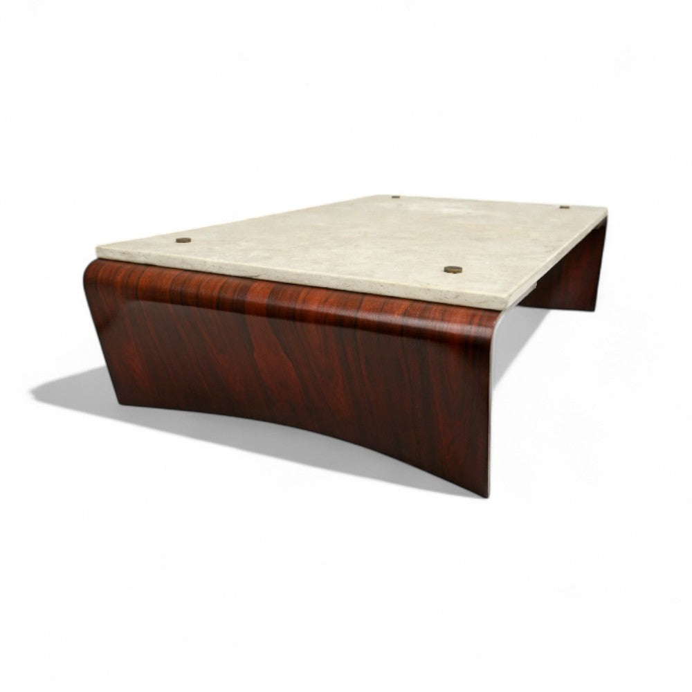 "Romana” Coffee Table in Wood & Travertine by Jorge Zalszupin, 1950s - Lot 393