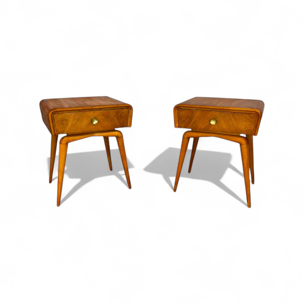 Pair of Nightstands in Yvory Wood & Brass, Giuseppe Scapinelli, 1950s - Lot 828