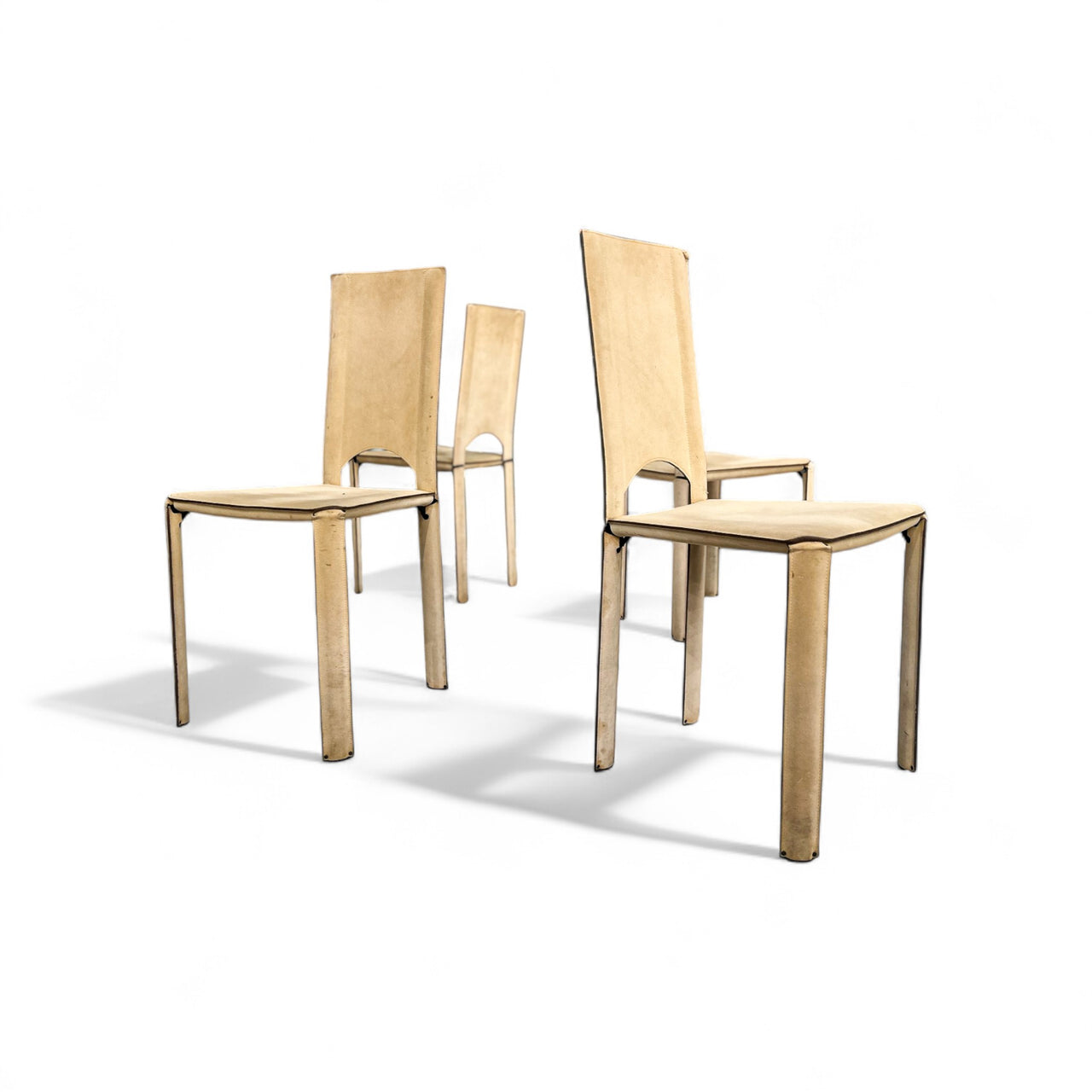 Set of 4 Chairs in Suede, Mario Bellini, 1970s - Lot 20A