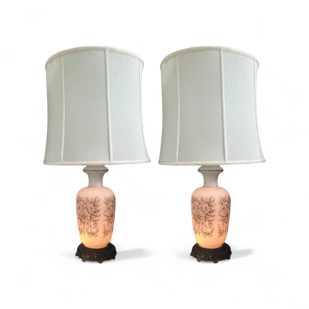 Pair of Vintage Table Lamps with Rose Motif, Unknown, 1960s – Lot 822