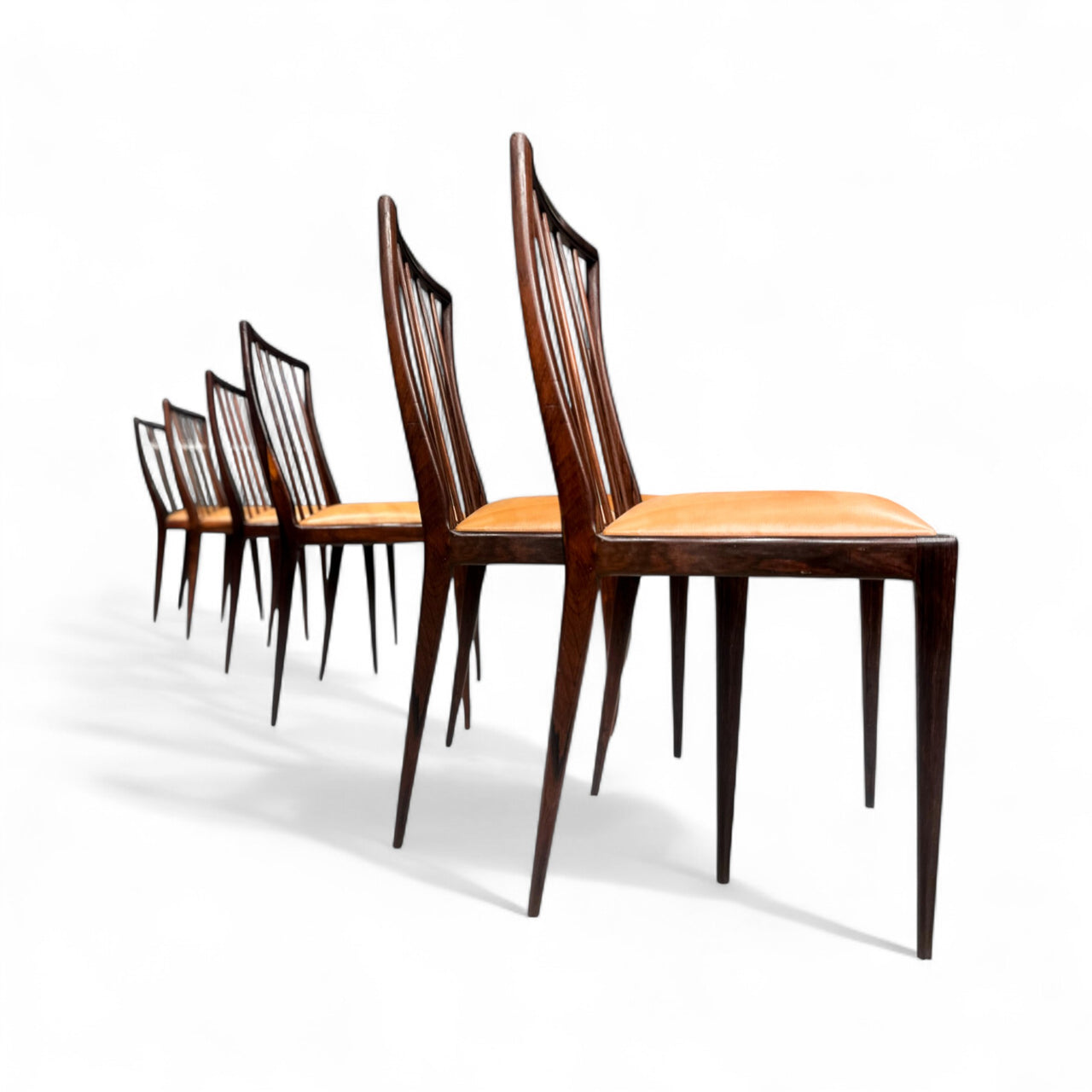Set of 6 Chairs in Rosewood & Leather, Geraldo de Barros, 1950s - Lot 565-588-624-749